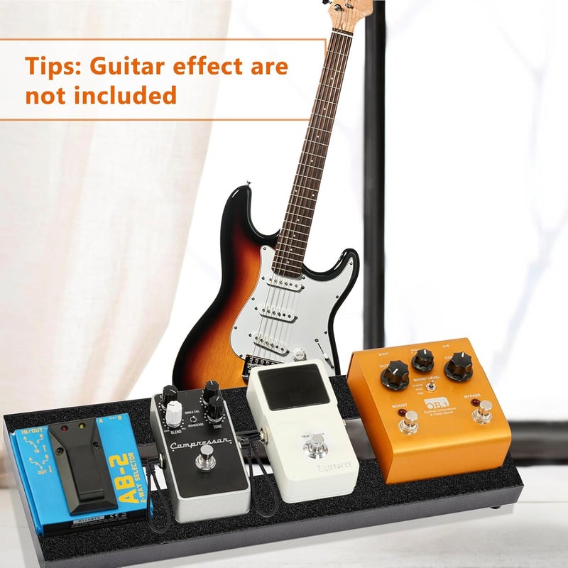GOGHOST Small Guitar Pedal Board, 15x5.7x1.18", Aluminum Alloy Black Effects Mini Pedal Board with Adhesive Hookside Tape - Image 5